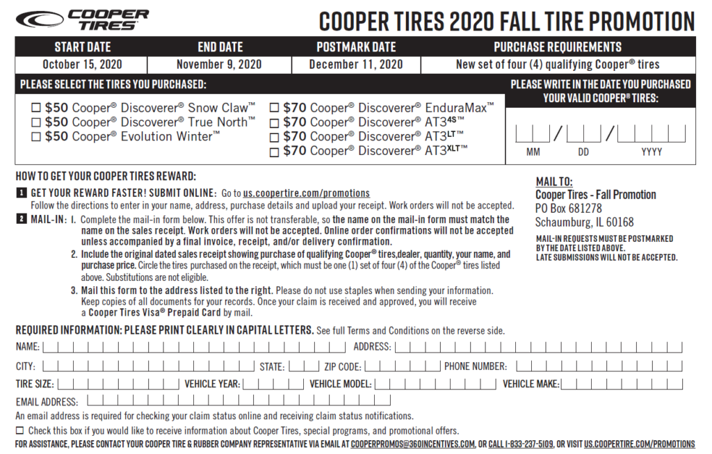 Cooper Tires Rebate Form 2025 2025 Tirerebate