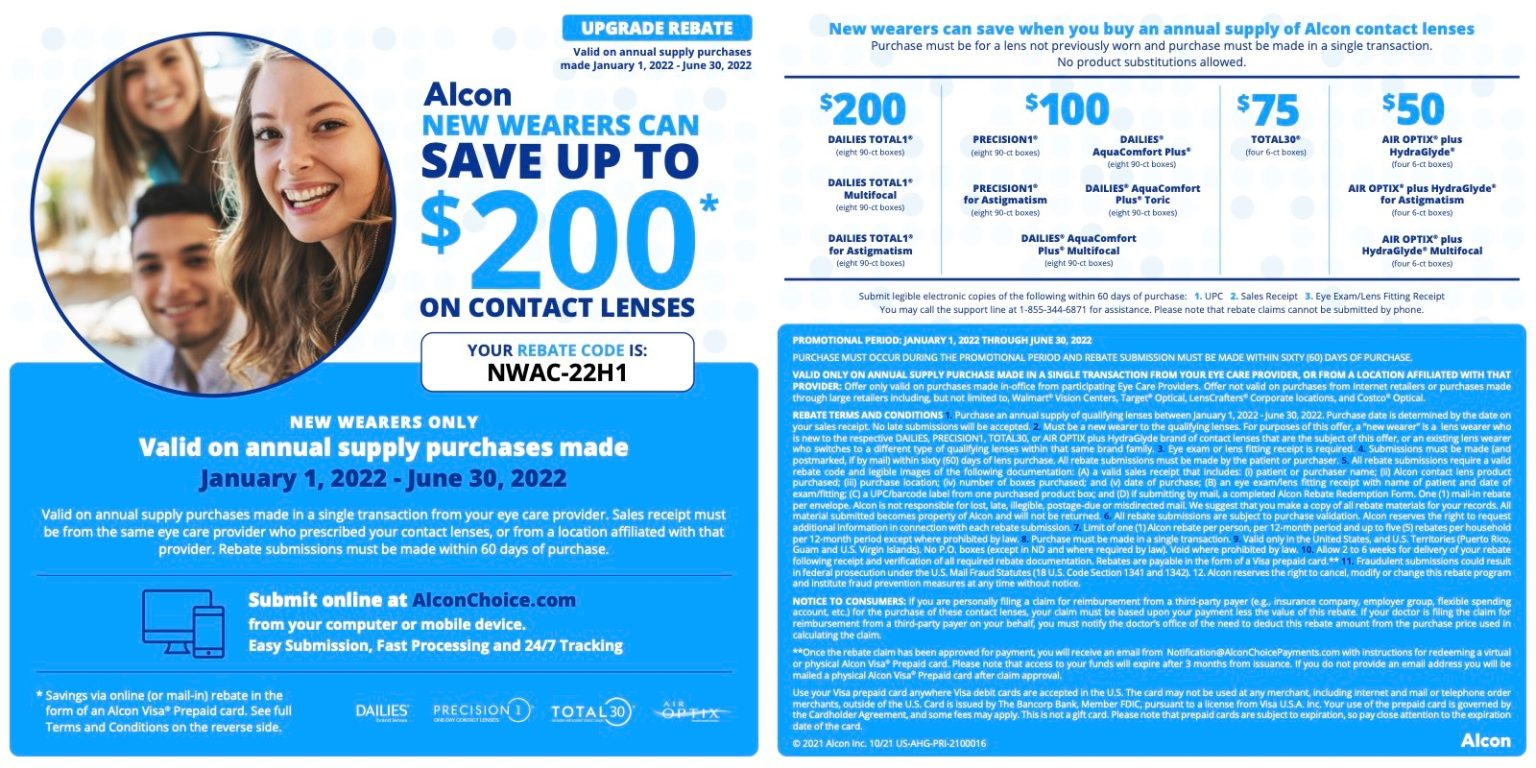 New To An Alcon Contact Lens Check Out Their New Wearer Rebate Save New To An Alcon Contact Lens Check Out Their New Wearer Rebate Save