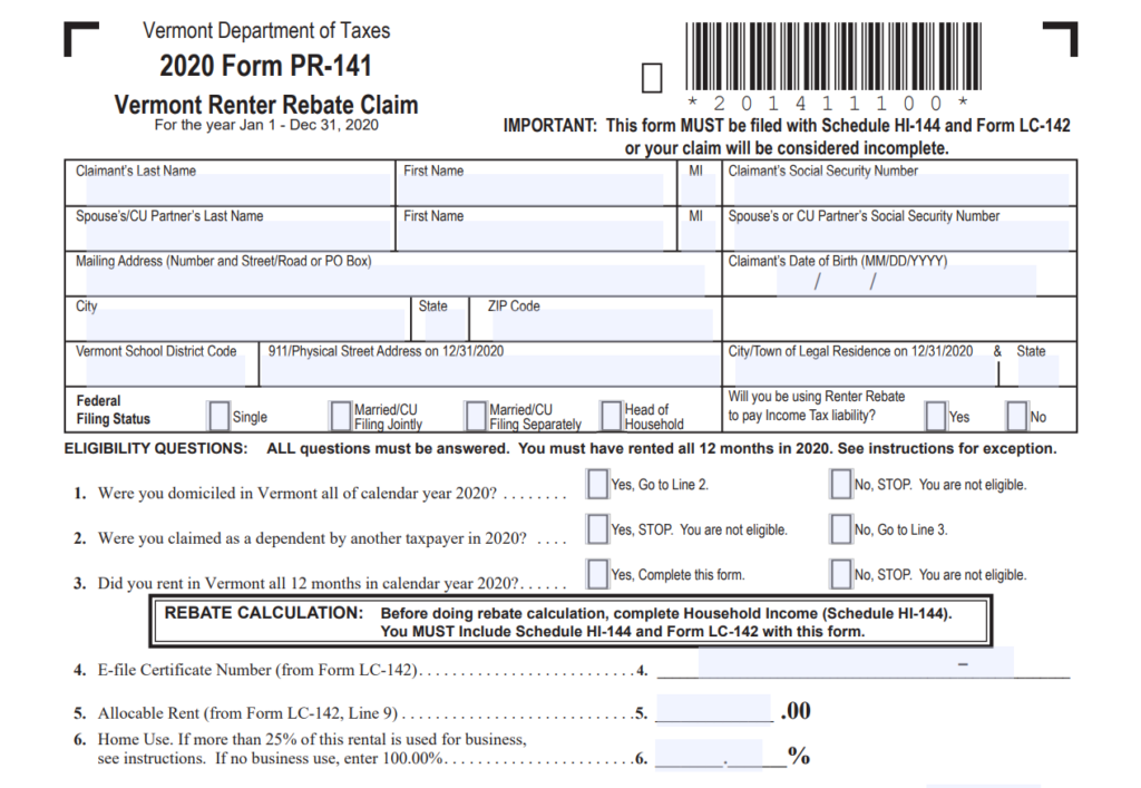 Renters Rebate Vt 2025 Printable Rebate Form